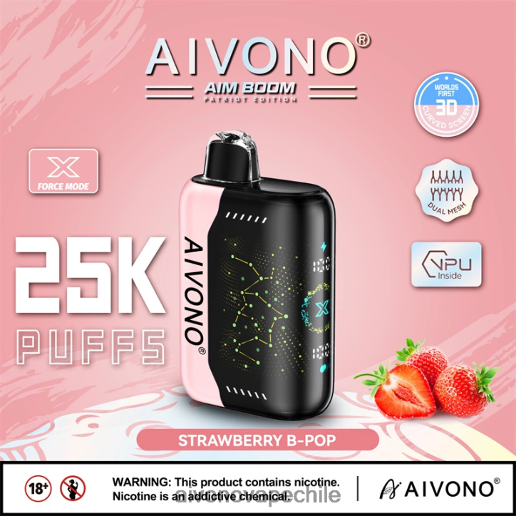 Aivono AIM BOOM 25000 b-pop de fresa 46VJ0352 - Aivono Vape Chile