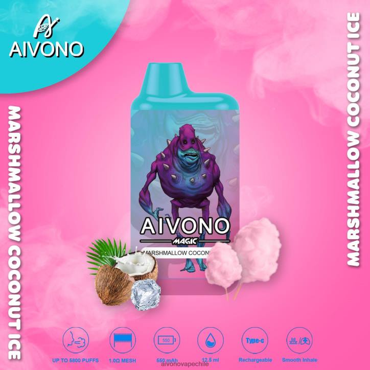 Aivono AIM MAGIC cigarrillo de caja de 5800 bocas hielo de coco de malvavisco 46VJ095 - Aivono Chile