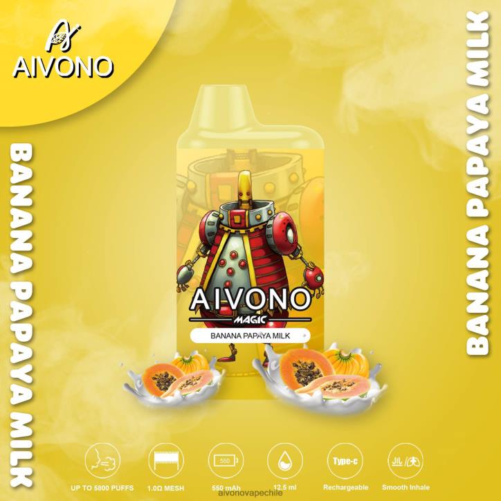Aivono AIM MAGIC cigarrillo de caja de 5800 bocas leche de plátano y papaya 46VJ094 - Aivono Vape Chile