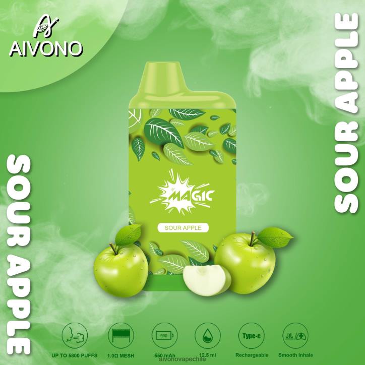 Aivono AIM MAGIC cigarrillo de caja de 5800 bocas manzana agria 46VJ087 - Aivono Vape
