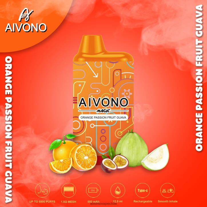 Aivono AIM MAGIC cigarrillo de caja de 5800 bocas naranja maracuyá guayaba 46VJ090 - Aivono Vape