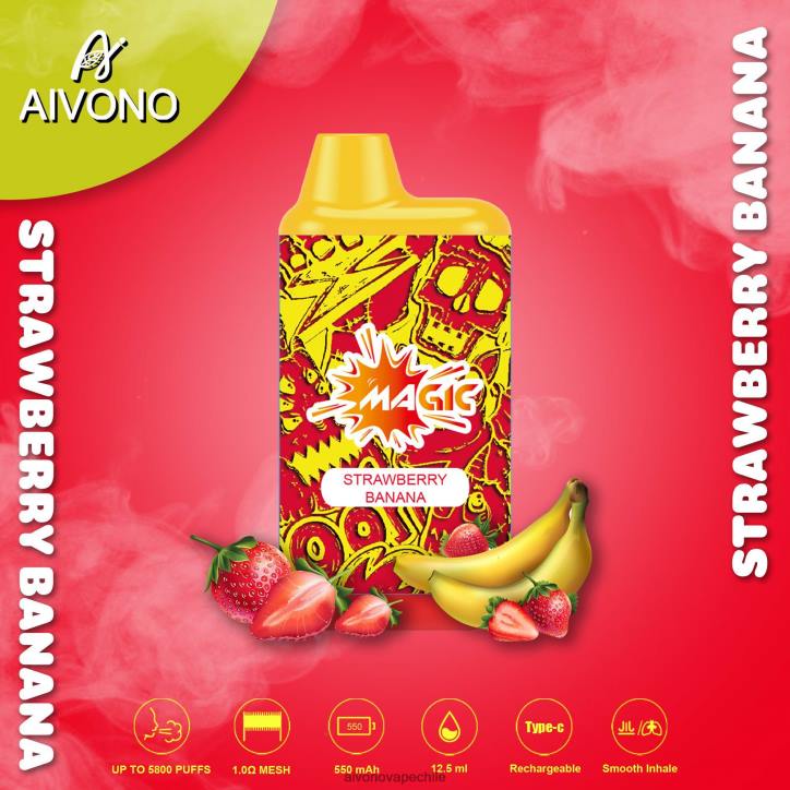 Aivono AIM MAGIC cigarrillo de caja de 5800 bocas plátano fresa 46VJ093 - Aivono Vape