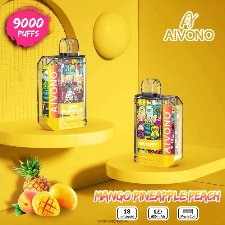 Aivono AIM XXL 9000 pegatina boca transparente mango piña durazno 46VJ049 - Aivono Vape Chile