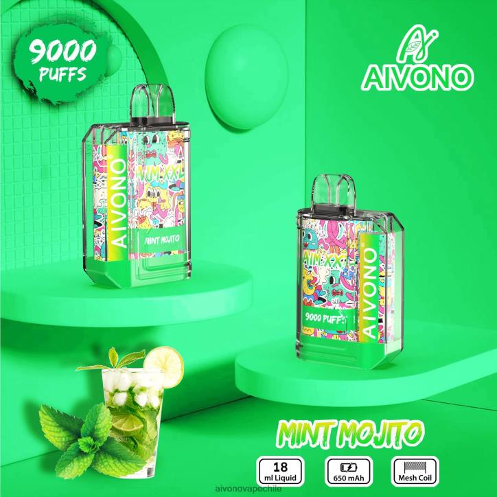 Aivono AIM XXL 9000 pegatina boca transparente mojito de menta 46VJ055 - Aivono Vape Chile
